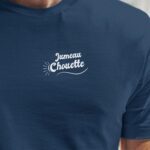 T-Shirt Bleu Marine Jumeau Chouette face Pour homme-1