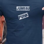 T-Shirt Bleu Marine Jumeau PUNK Pour homme-1