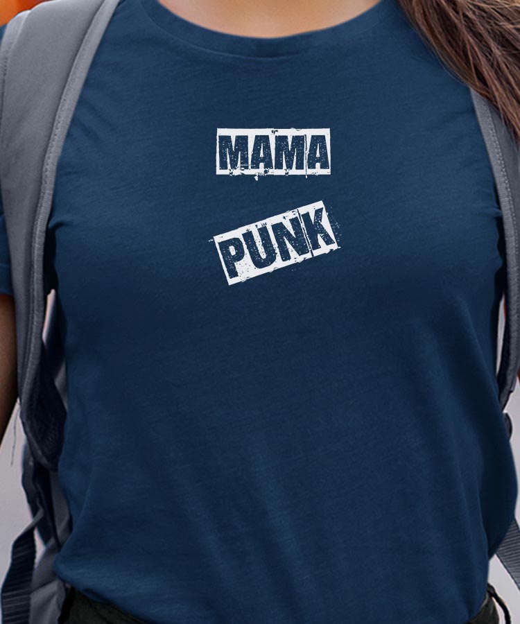 T-Shirt Bleu Marine Mama PUNK Pour femme-1