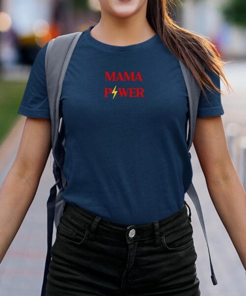 T-Shirt Bleu Marine Mama Power Pour femme-2