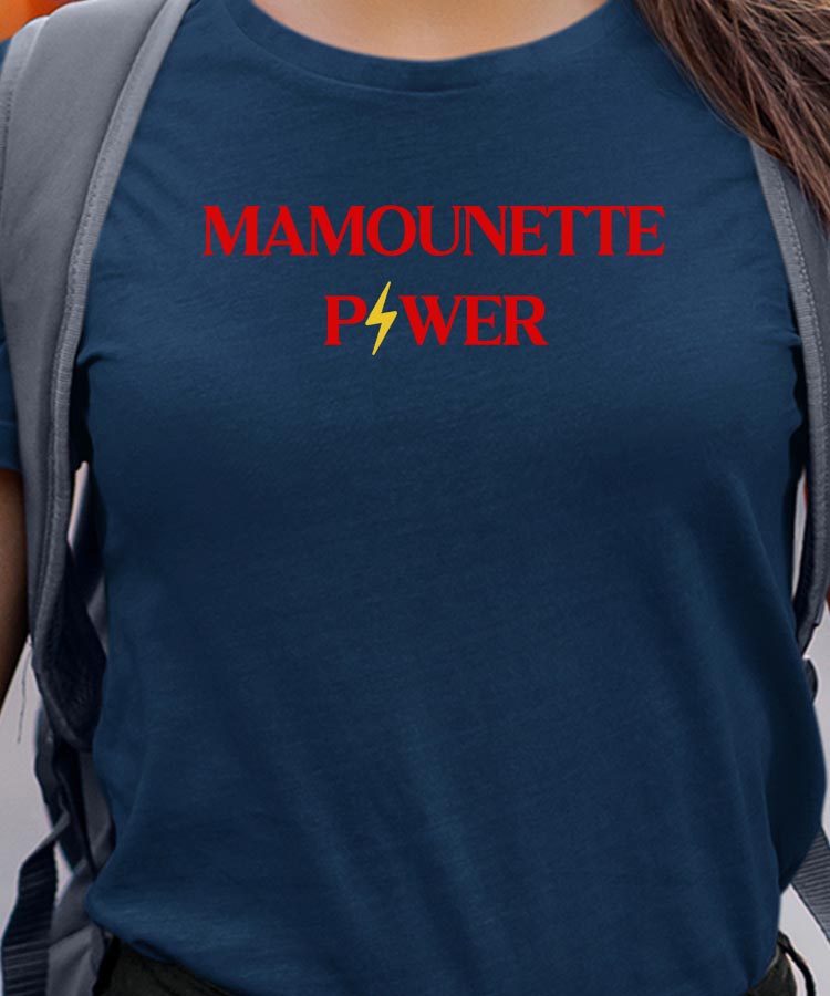 T-Shirt Bleu Marine Mamounette Power Pour femme-1