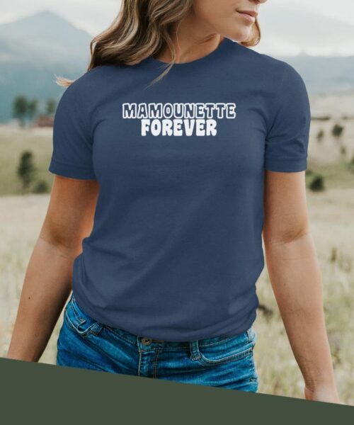 T-Shirt Bleu Marine Mamounette forever face Pour femme-2