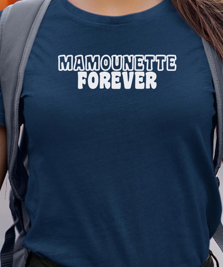 T-Shirt Bleu Marine Mamounette forever face Pour femme-1