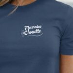T-Shirt Bleu Marine Marraine Chouette face Pour femme-1