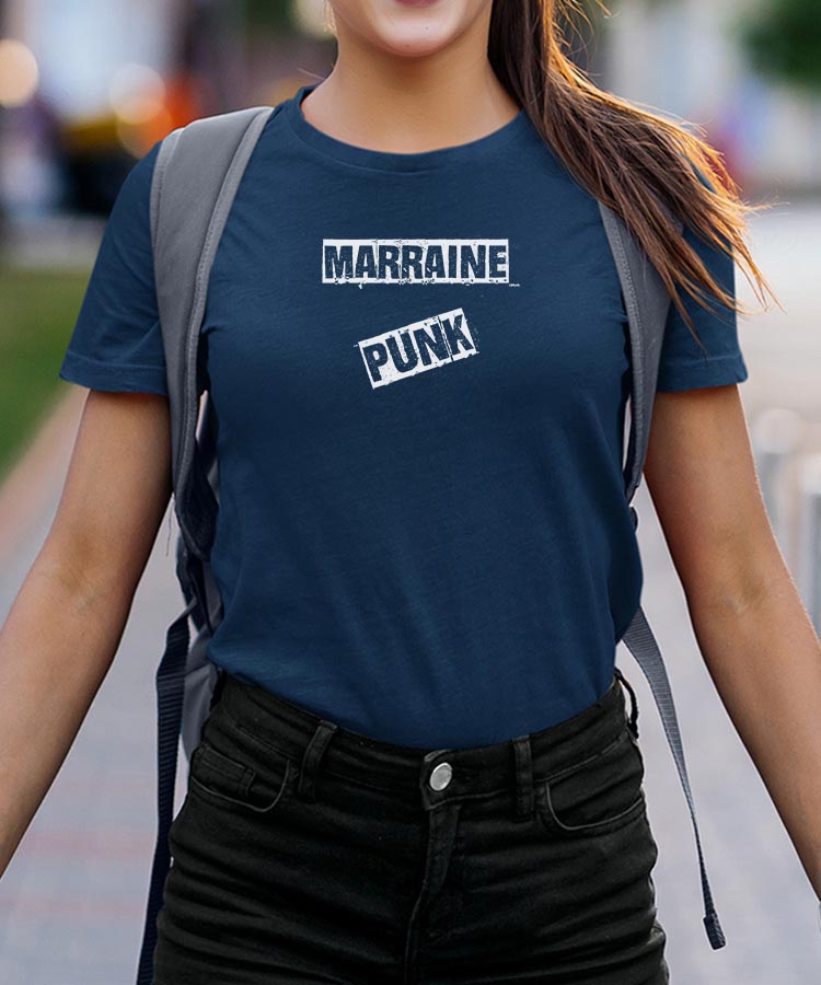 T-Shirt Bleu Marine Marraine PUNK Pour femme-2