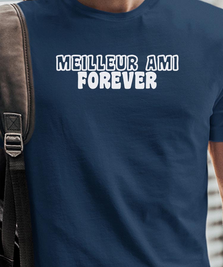 T-Shirt Bleu Marine Meilleur Ami forever face Pour homme-1
