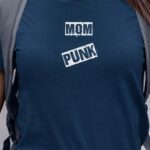 T-Shirt Bleu Marine Mom PUNK Pour femme-1