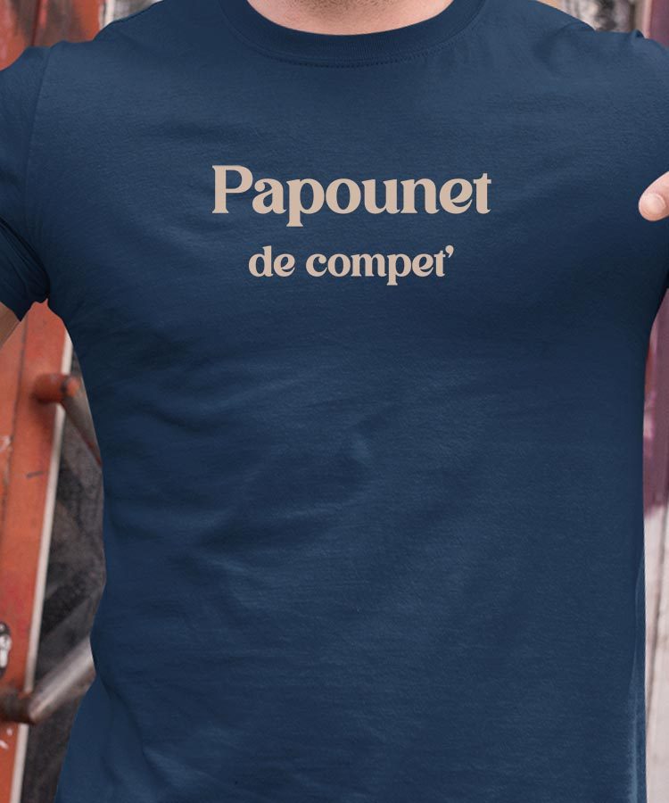 T-Shirt Bleu Marine Papounet de compet' Pour homme-1
