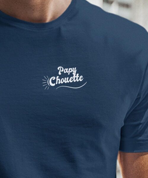 T-Shirt Bleu Marine Papy Chouette face Pour homme-1