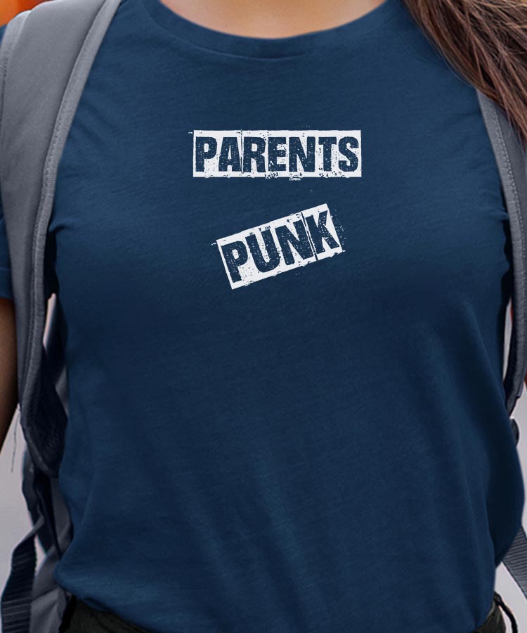 T-Shirt Bleu Marine Parents PUNK Pour femme-1