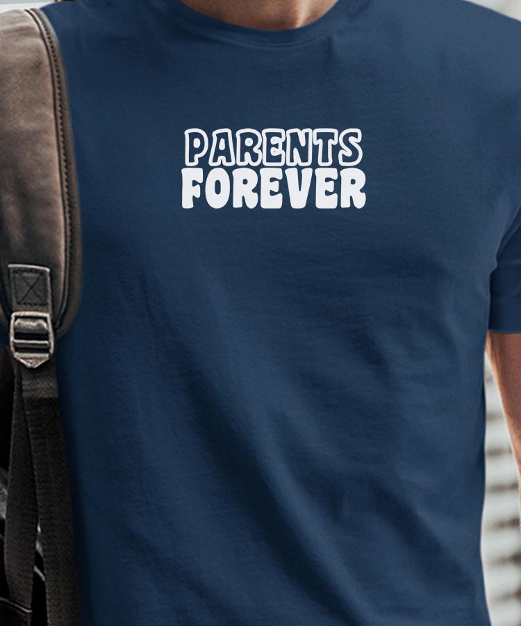 T-Shirt Bleu Marine Parents forever face Pour homme-1