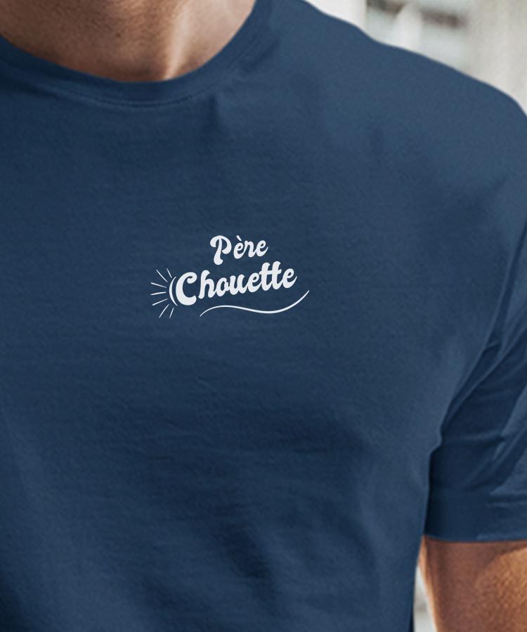 T-Shirt Bleu Marine Père Chouette face Pour homme-1