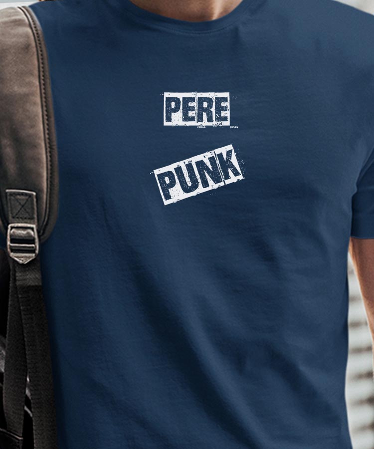 T-Shirt Bleu Marine Pere PUNK Pour homme-1