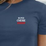 T-Shirt Bleu Marine Super Chérie édition limitée Pour femme-1