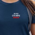 T-Shirt Bleu Marine Super Cousine édition limitée Pour femme-1
