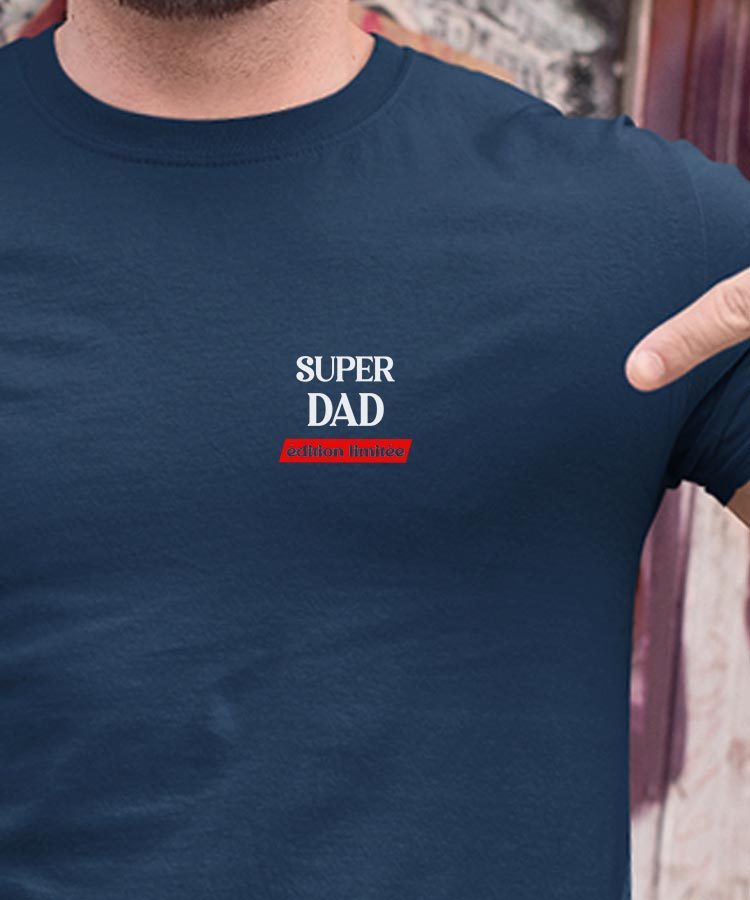 T-Shirt Bleu Marine Super Dad édition limitée Pour homme-1