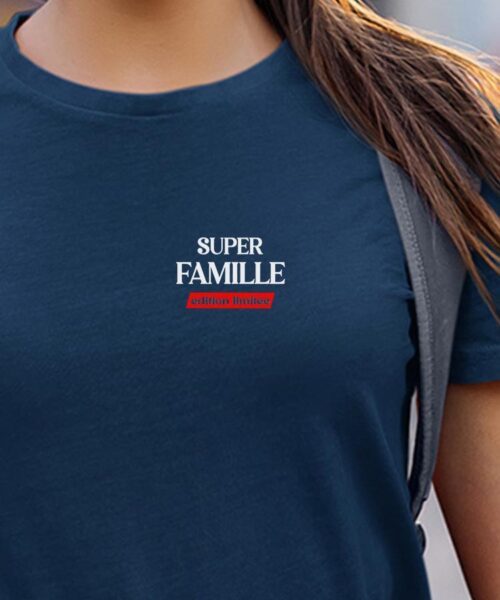 T-Shirt Bleu Marine Super Famille édition limitée Pour femme-1