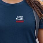 T-Shirt Bleu Marine Super Mama édition limitée Pour femme-1