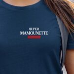 T-Shirt Bleu Marine Super Mamounette édition limitée Pour femme-1
