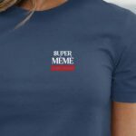 T-Shirt Bleu Marine Super Mémé édition limitée Pour femme-1