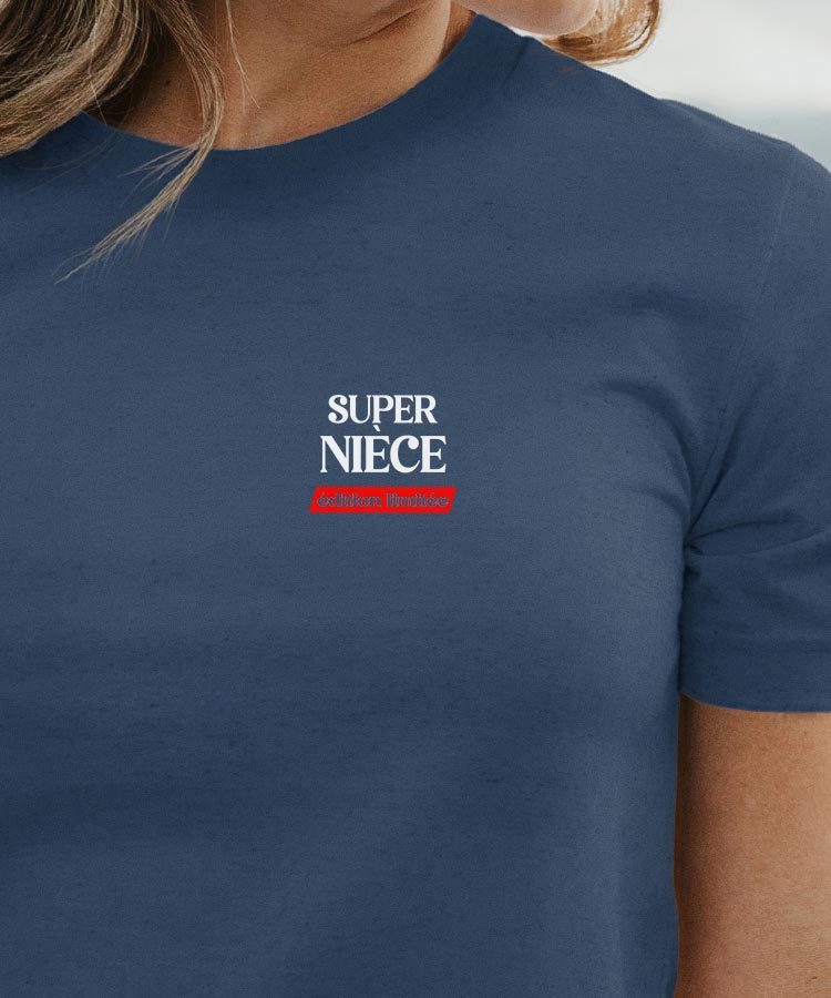 T-Shirt Bleu Marine Super Nièce édition limitée Pour femme-1
