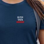 T-Shirt Bleu Marine Super Tata édition limitée Pour femme-1