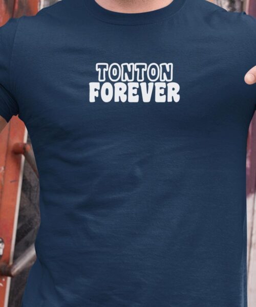 T-Shirt Bleu Marine Tonton forever face Pour homme-1