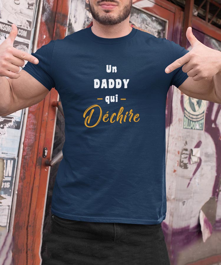 T-Shirt Bleu Marine Un Daddy Qui déchire Pour homme-2