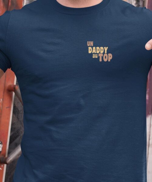 T-Shirt Bleu Marine Un Daddy au top Pour homme-1