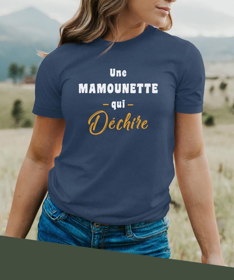 T-Shirt Bleu Marine Une Mamounette Qui déchire Pour femme-2