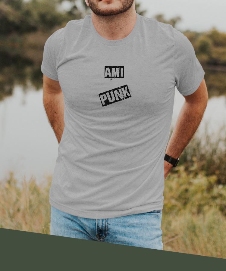T-Shirt Gris Ami PUNK Pour homme-2