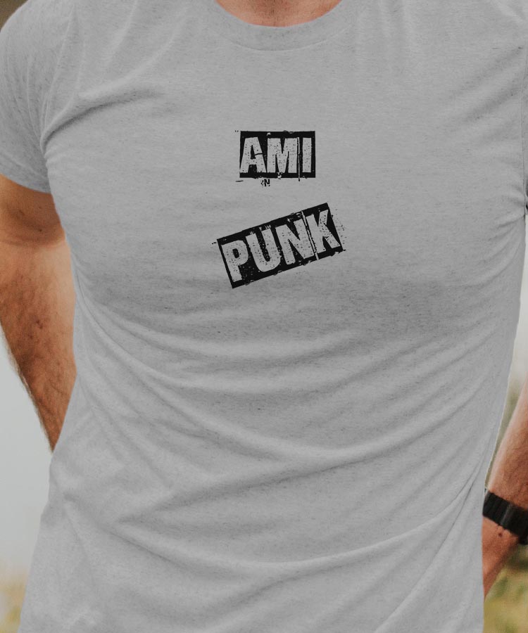 T-Shirt Gris Ami PUNK Pour homme-1