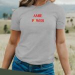 T-Shirt Gris Amie Power Pour femme-2