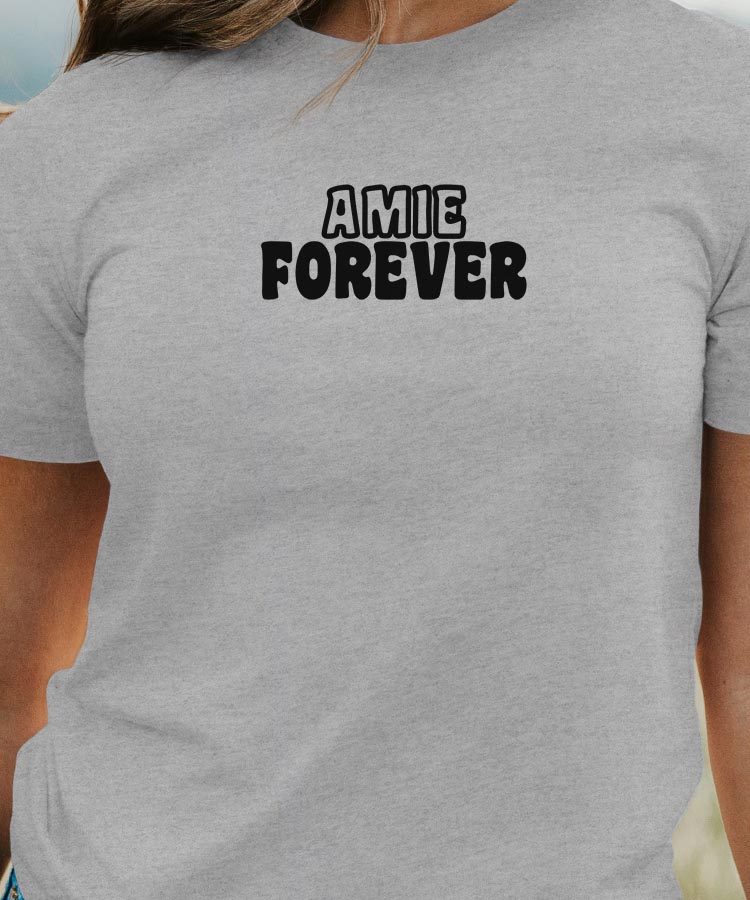 T-Shirt Gris Amie forever face Pour femme-1