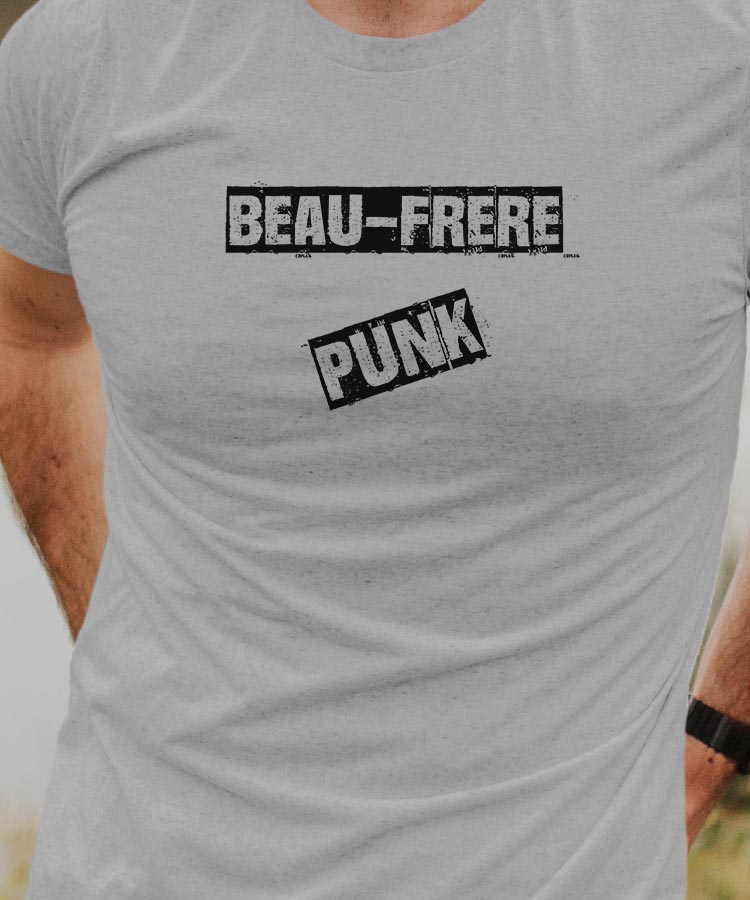 T-Shirt Gris Beau-Frere PUNK Pour homme-1