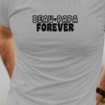 T-Shirt Gris Beau-Papa forever face Pour homme-1