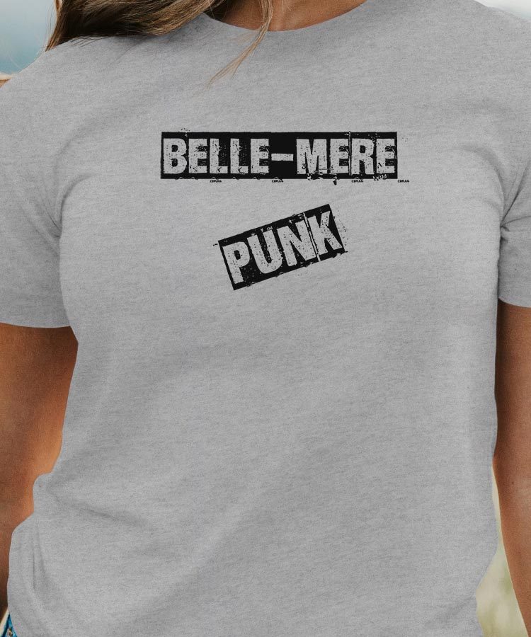 T-Shirt Gris Belle-Mere PUNK Pour femme-1