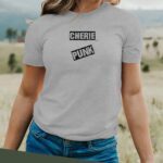 T-Shirt Gris Cherie PUNK Pour femme-2