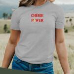 T-Shirt Gris Chérie Power Pour femme-2
