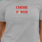 T-Shirt Gris Chérie Power Pour femme-1