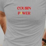 T-Shirt Gris Cousin Power Pour homme-1