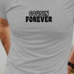T-Shirt Gris Cousin forever face Pour homme-1