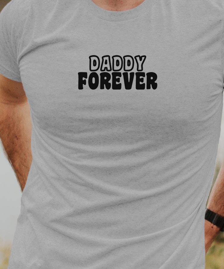 T-Shirt Gris Daddy forever face Pour homme-1