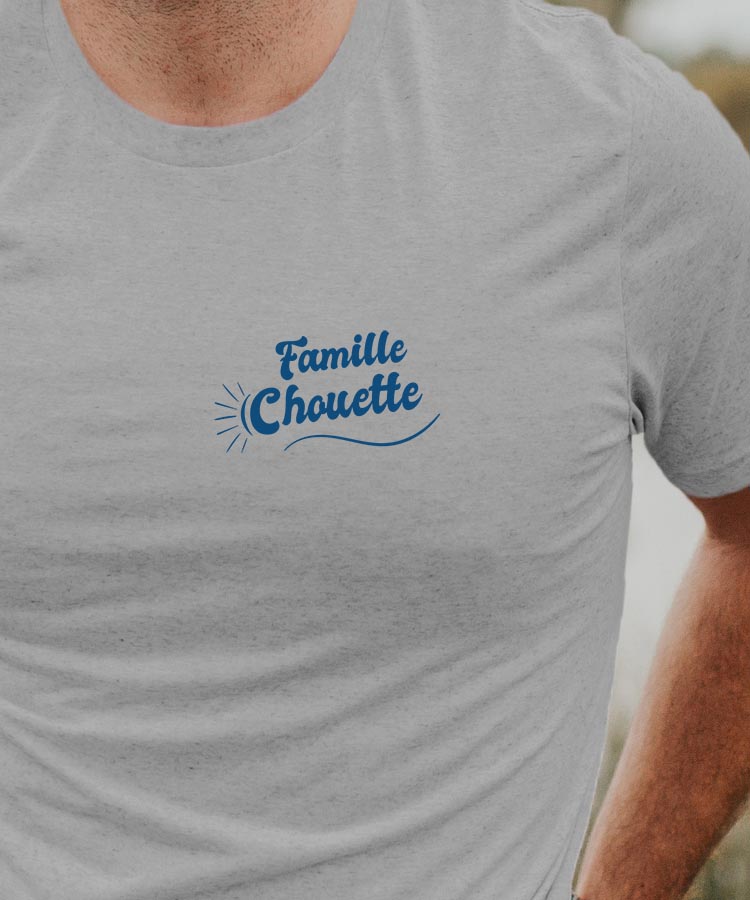 T-Shirt Gris Famille Chouette face Pour homme-1