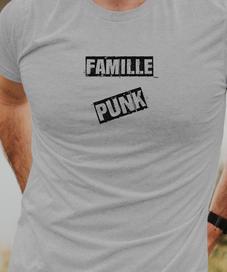 T-Shirt Gris Famille PUNK Pour homme-1