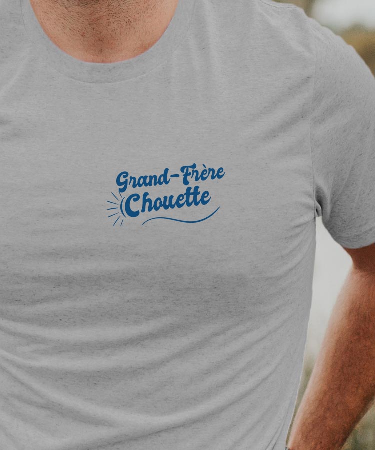T-Shirt Gris Grand-Frère Chouette face Pour homme-1