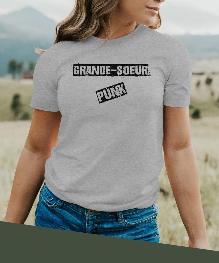 T-Shirt Gris Grande-Soeur PUNK Pour femme-2