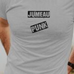 T-Shirt Gris Jumeau PUNK Pour homme-1