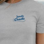 T-Shirt Gris Jumelle Chouette face Pour femme-1