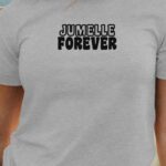 T-Shirt Gris Jumelle forever face Pour femme-1